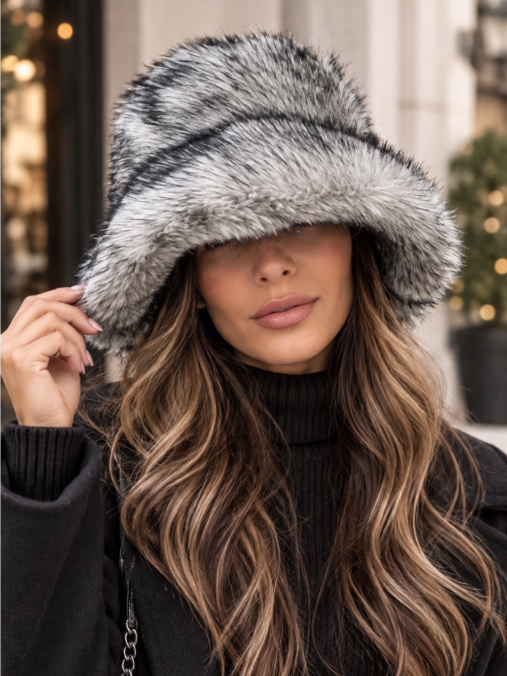 ShopEvelynne Gray Faux Fur Hat
